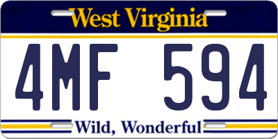 WV license plate 4MF594