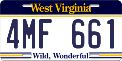 WV license plate 4MF661