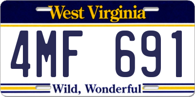 WV license plate 4MF691