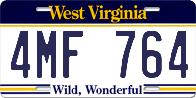 WV license plate 4MF764