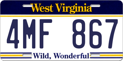 WV license plate 4MF867