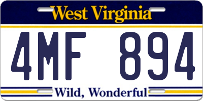 WV license plate 4MF894