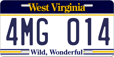 WV license plate 4MG014