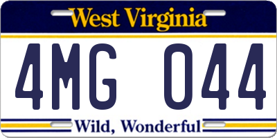 WV license plate 4MG044
