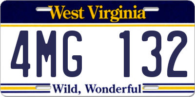 WV license plate 4MG132