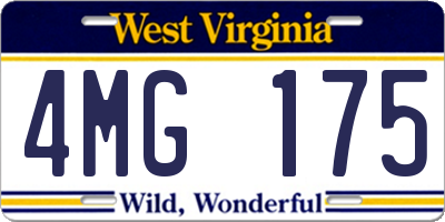 WV license plate 4MG175