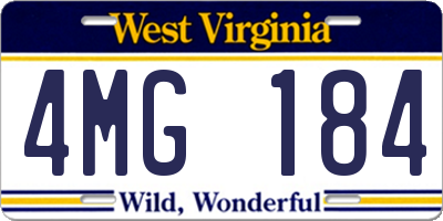 WV license plate 4MG184