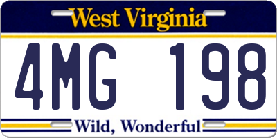WV license plate 4MG198