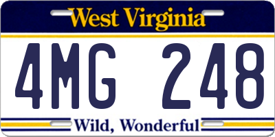 WV license plate 4MG248