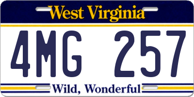 WV license plate 4MG257