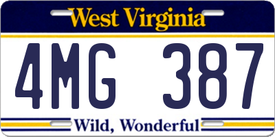 WV license plate 4MG387