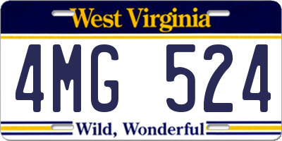 WV license plate 4MG524