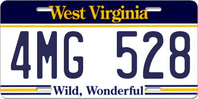 WV license plate 4MG528