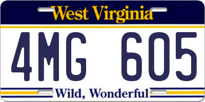 WV license plate 4MG605