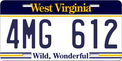 WV license plate 4MG612