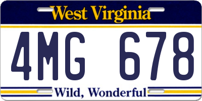 WV license plate 4MG678