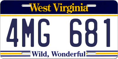 WV license plate 4MG681