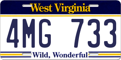 WV license plate 4MG733