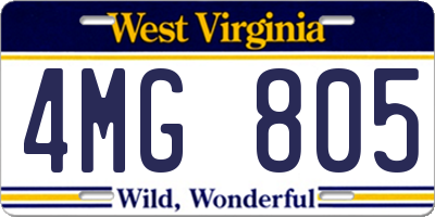 WV license plate 4MG805