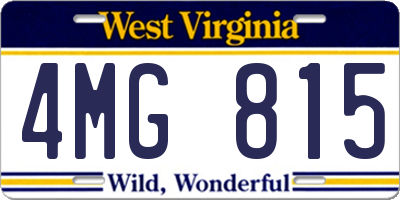 WV license plate 4MG815
