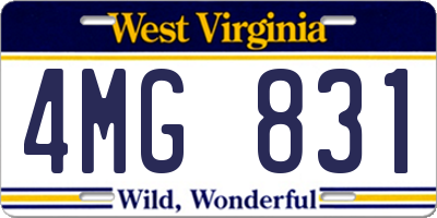 WV license plate 4MG831