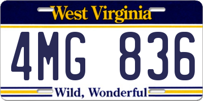 WV license plate 4MG836