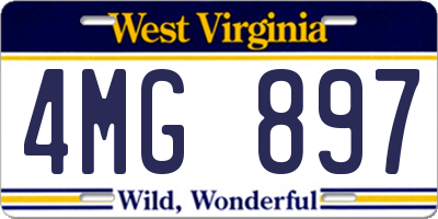 WV license plate 4MG897