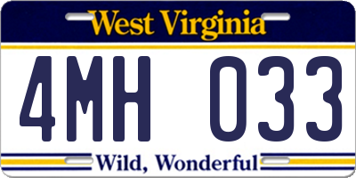 WV license plate 4MH033
