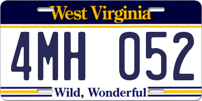 WV license plate 4MH052