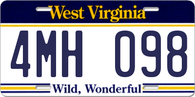WV license plate 4MH098