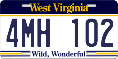 WV license plate 4MH102