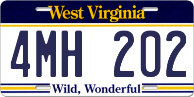WV license plate 4MH202