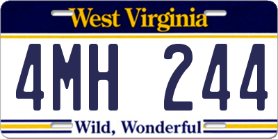 WV license plate 4MH244