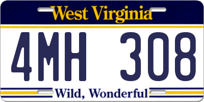 WV license plate 4MH308