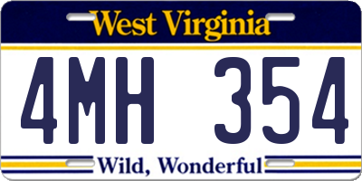 WV license plate 4MH354