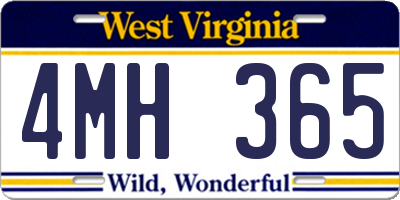 WV license plate 4MH365