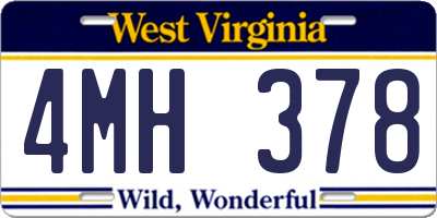 WV license plate 4MH378