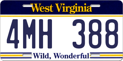 WV license plate 4MH388