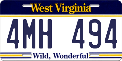 WV license plate 4MH494