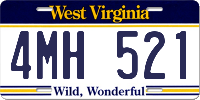 WV license plate 4MH521