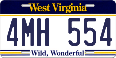 WV license plate 4MH554