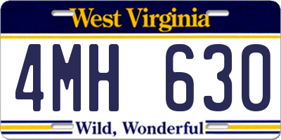 WV license plate 4MH630