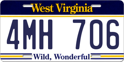 WV license plate 4MH706