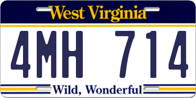 WV license plate 4MH714
