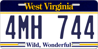 WV license plate 4MH744