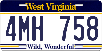WV license plate 4MH758