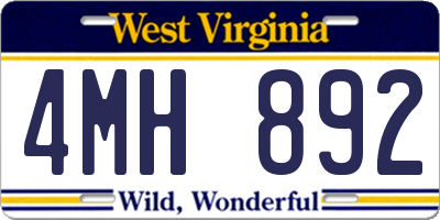WV license plate 4MH892