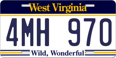 WV license plate 4MH970