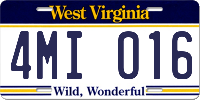 WV license plate 4MI016