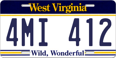 WV license plate 4MI412